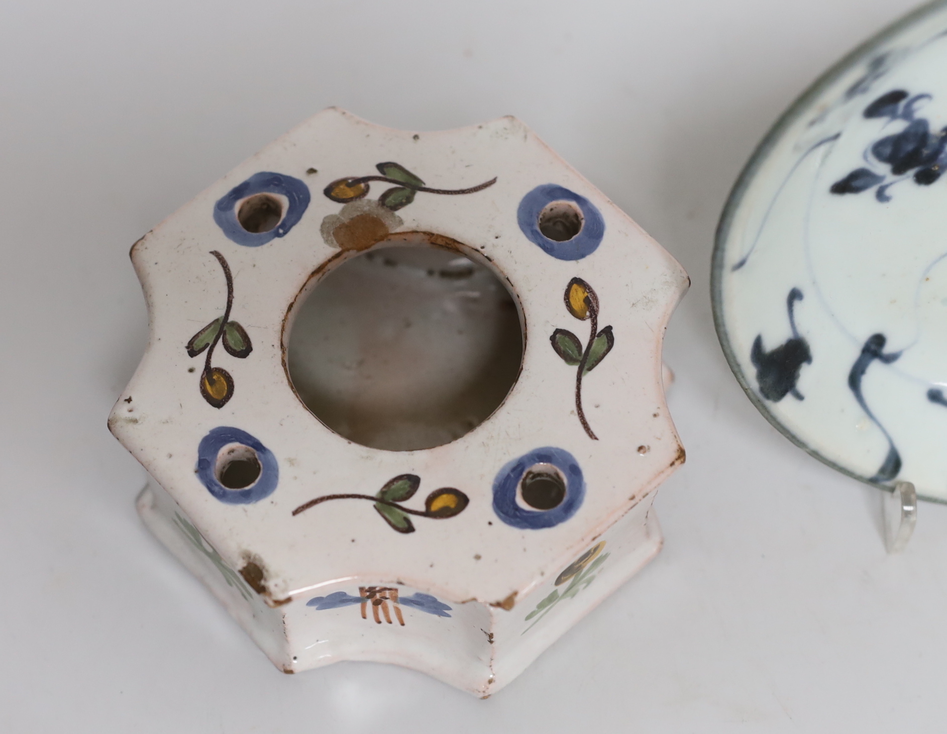 A French faience inkstand and a Chinese provincial dish